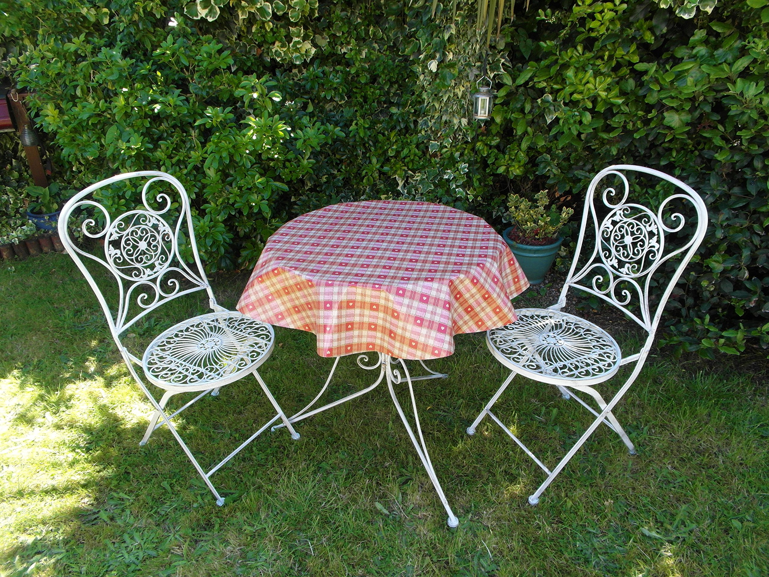 The Tablecloth Company Red 39" (1.0M) Diameter Round Bistro Pvc/Vinyl Tablecloth - & Cream Hearts