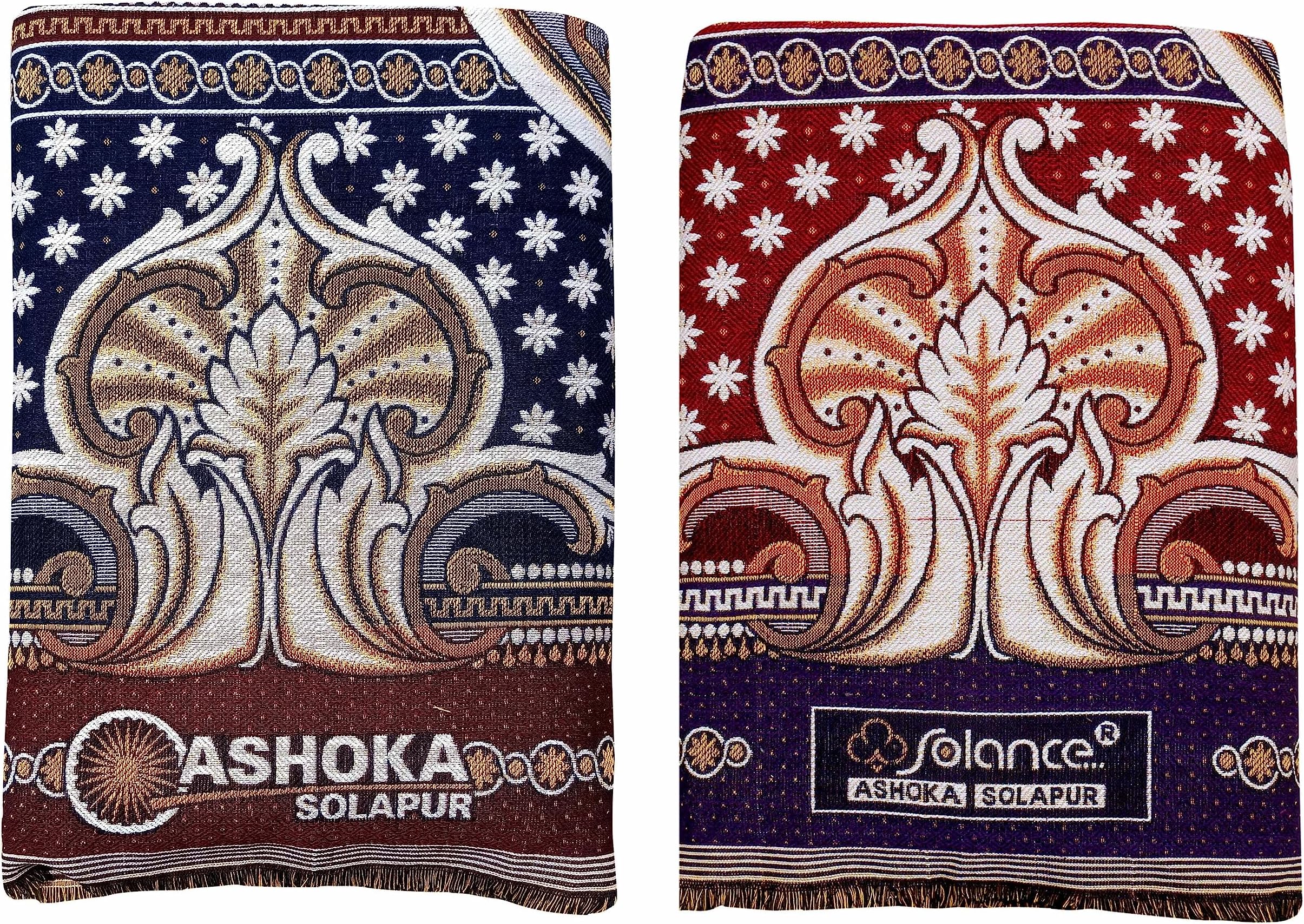 Mandhania Solapuri Chaddar Royal King Size 100% Cotton Dailyuse 203 Pack of 2 (7.5 X 9 Ft)