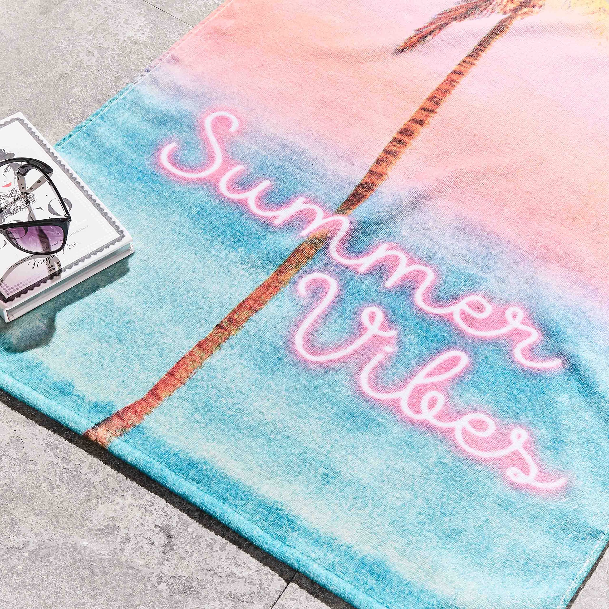 Sassy B Summer Vibes Cotton 76x160cm Beach Towel White, Multicolour - Image 2