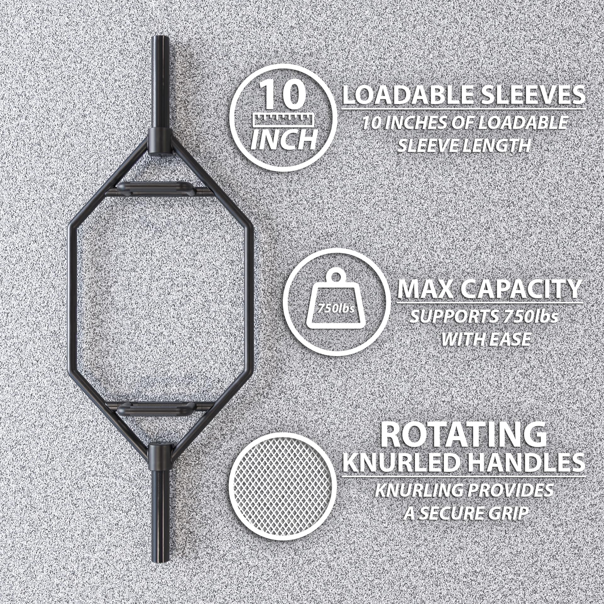 Synergee 20kg and 25kg Chrome or Black Olympic Hex Barbell Trap Bar with Rotating, Flat or Raised Handles for Squats, Deadlifts, Shrugs.