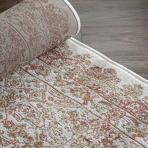 Miniatura 4 de SUPERIOR Myel Alfombra tradicional oriental envejecida con medallón de polipropileno para interiores, 2 x 3 pies, toscana