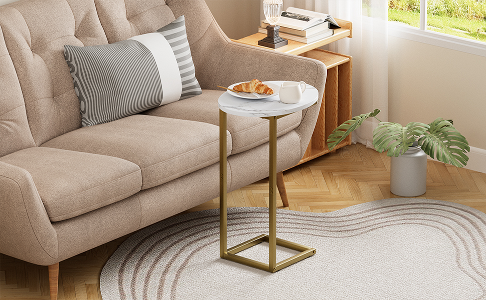 Amazon.com: Katrawu C Shaped End Side Table, Small Oval Couch Sofa