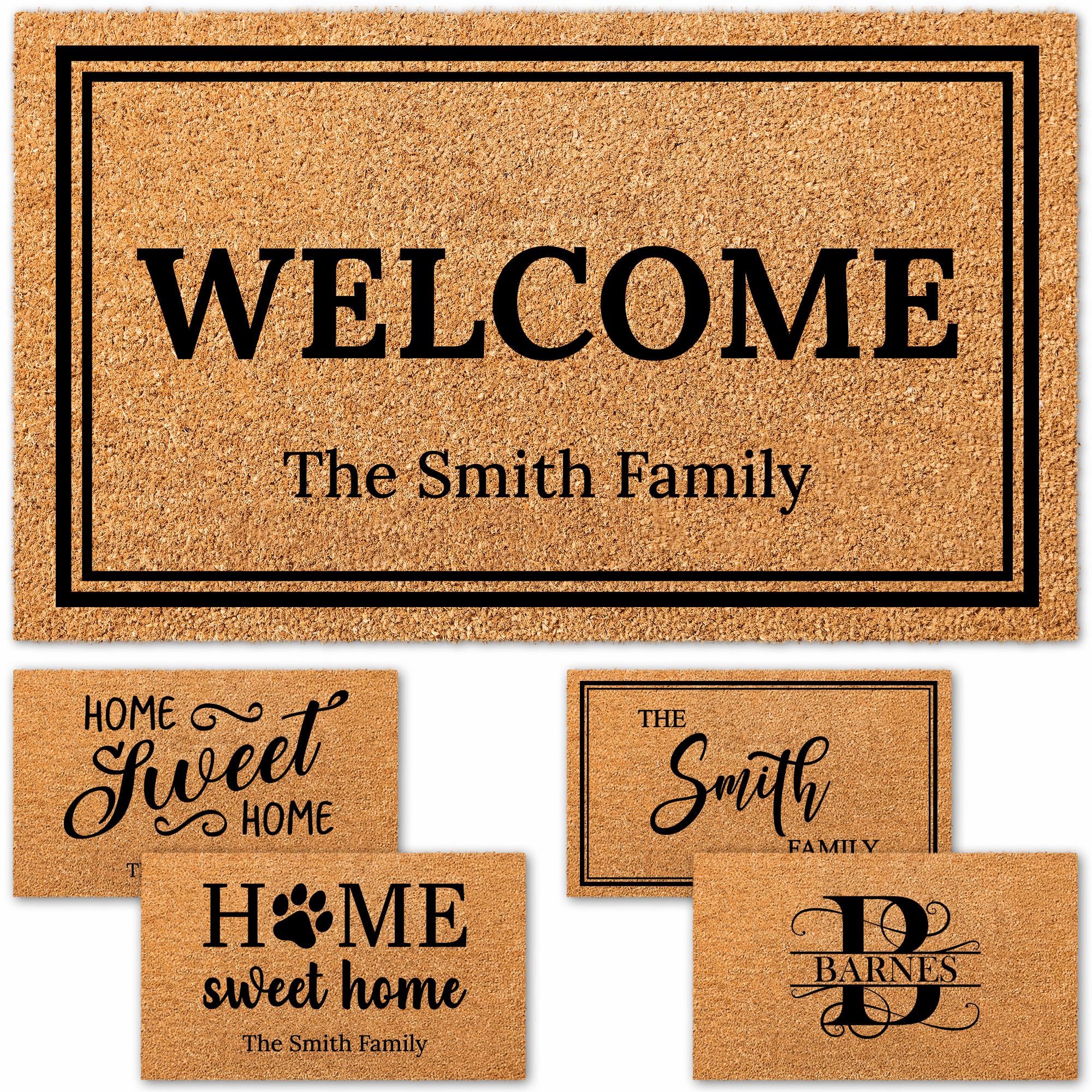 My Sign Center Door Mat, Personalized Doormat, Custom Welcome for Front Door, Indoor/Outdoor Coir, Housewarming Gift, Heavy Duty Slip Resistant Backing, Made in The USA