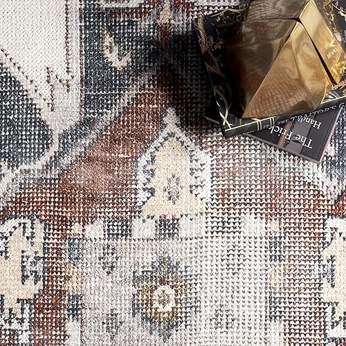 Miniatura 3 de nuLOOM Mali - Alfombra de medallón tradicional lavable a máquina, 2 pies 6 pulgadas x 12 pies, color marfil