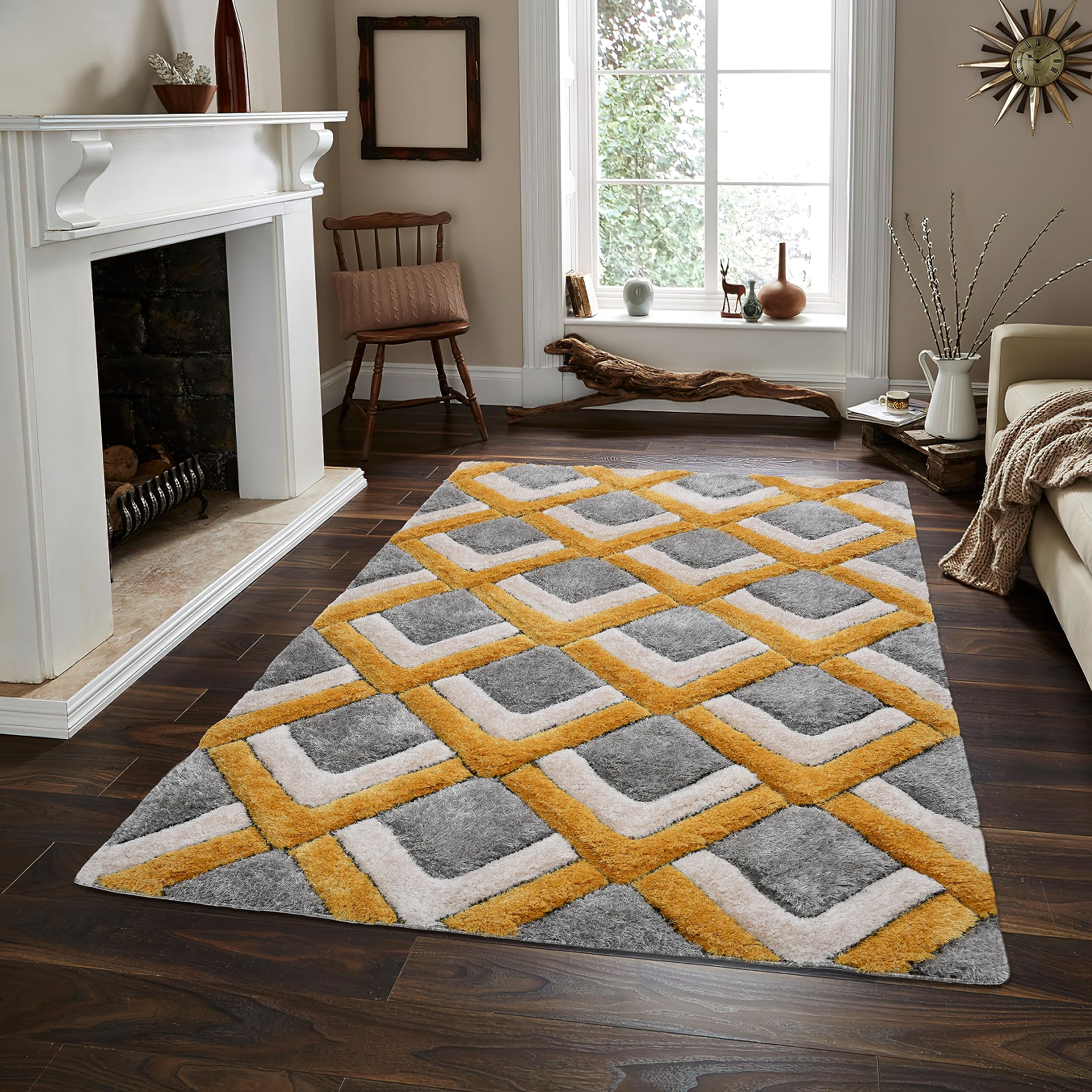 Rugs4Sale 4cm Thick Pile Super Soft Shaggy Modern Area Living Room 3D Pattern Non-Shedding. Ideal For Bedroom, Hall, Kids Baby Room, Indoor & Outdoor Rugs Hallway Runners Carpet Mat(200x290cm)