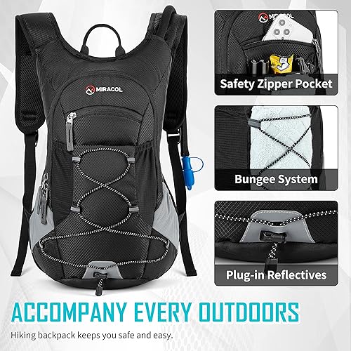 Miniatura 4 de MIRACOL Mochila de hidratación para senderismo con bolsa de agua a prueba de fugas de 2 litros, bolsa de agua ligera aislada para hombres y mujeres,
