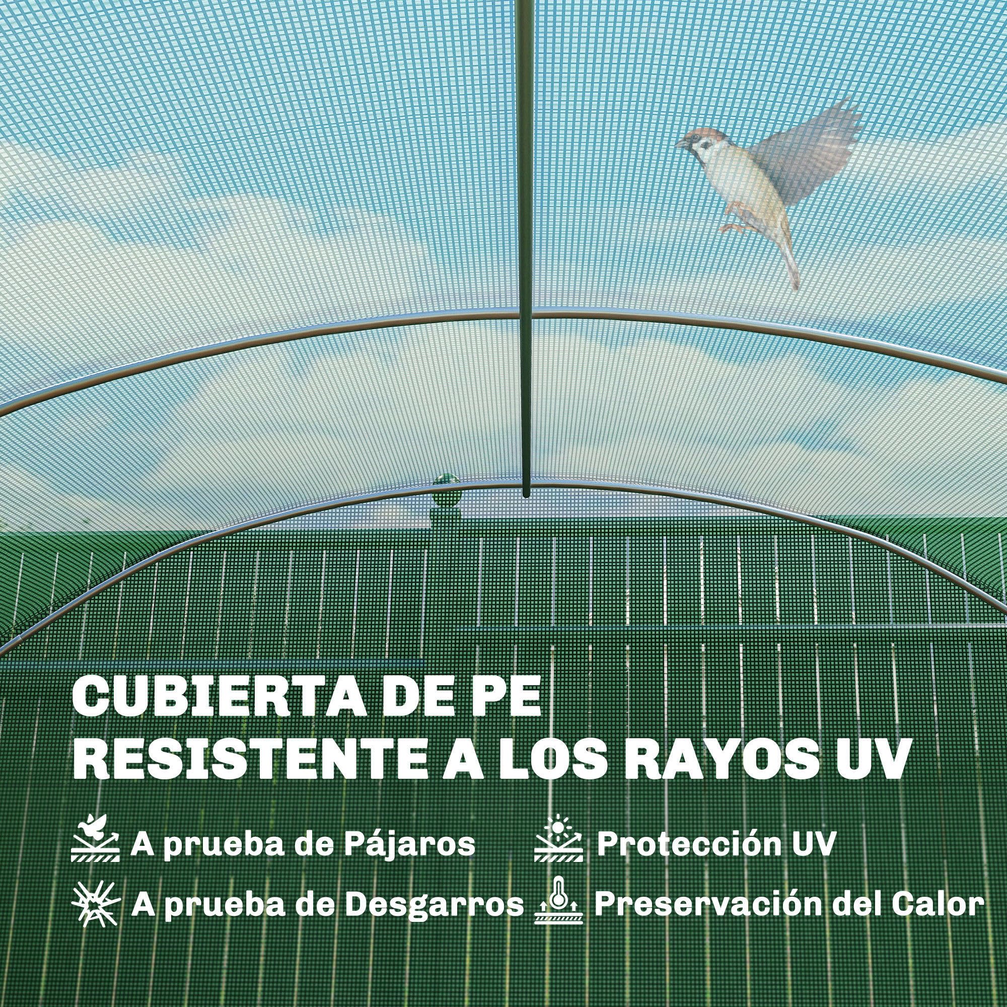 Outsunny Invernadero de Exterior 6x3x2 m Invernadero de Túnel con 6 Ventanas de Malla Cubierta de PE Anti-UV y 3 Puertas Enrollables con Cremallera para Jardín Patio Verde