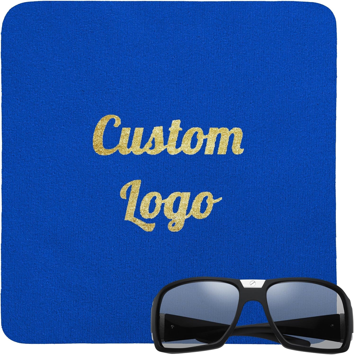 Muka 250 PCS Custom Microfiber Cloth Gold Foil Imprint Glasses Phone Screen Cleaning Cloth Trade Show Gift-Navy