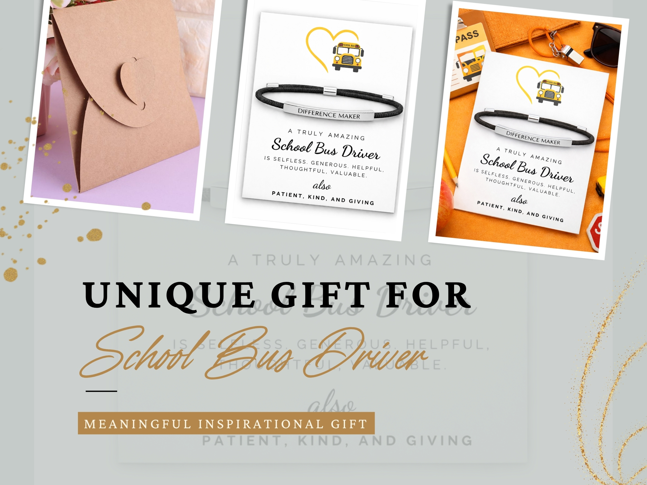 VIY Personal Card School Bus driver appreciation gifts, Best bus driver gifts, Difference maker bracelet for women, Difference maker gift, End of school year gift for coworkers