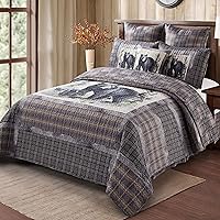 Vista 1 de Virah Bella Juego de ropa de cama King Lodge de 3 piezas, juego de edredón reversible rústico con fundas de almohada decorativas, panel familiar