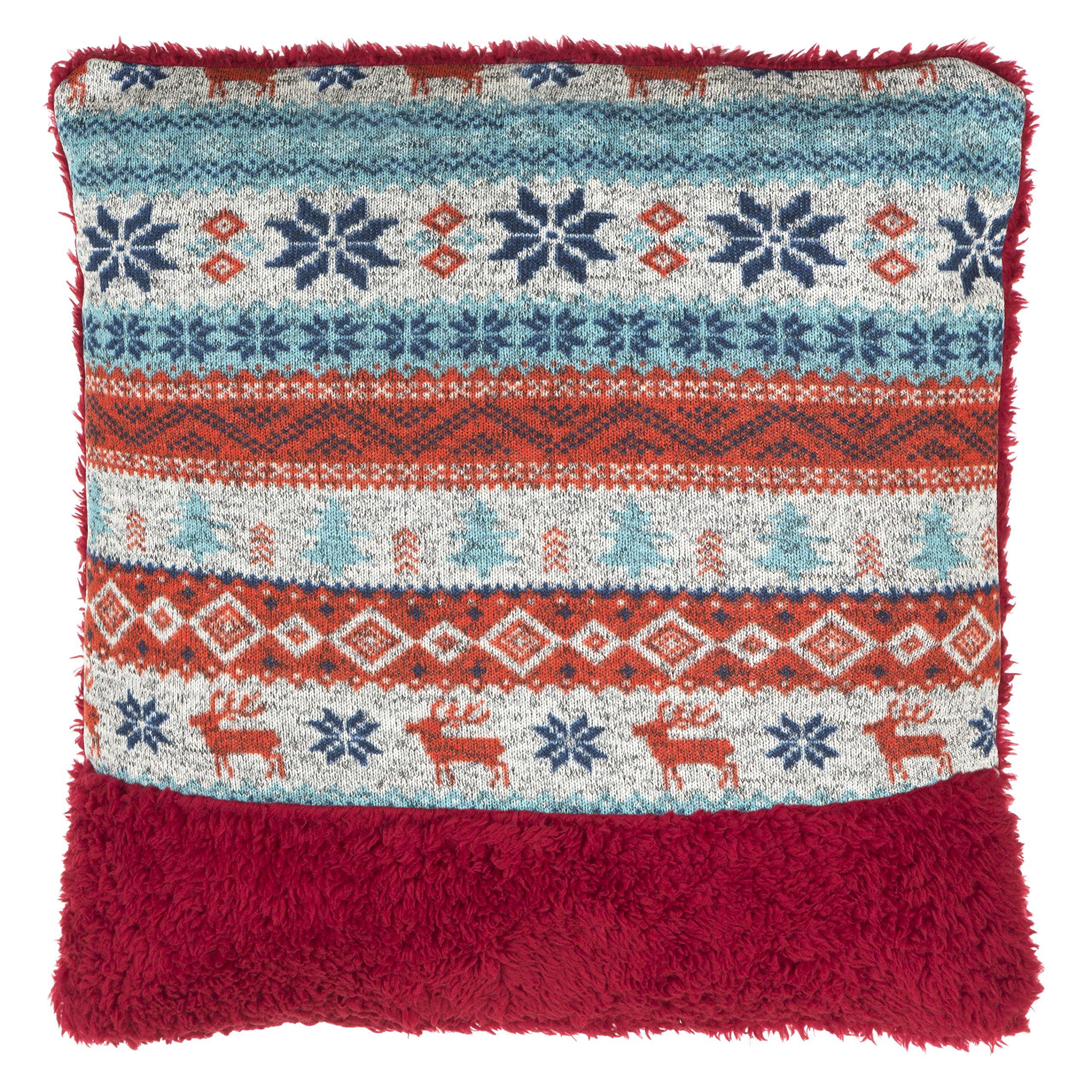 Premier Housewares Fairisle Throw Cushion, Polyester Décor Cushion For Relaxing, Washable Cushion For Sofa, Bed, Chair Red
