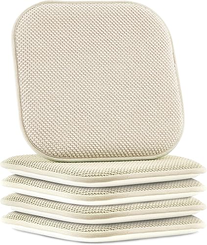 Elegant Comfort Paquete de 4 fundas de cojín para silla, respaldo de goma antideslizante, 16 x 16 pulgadas, fundas gruesas de asiento de forma