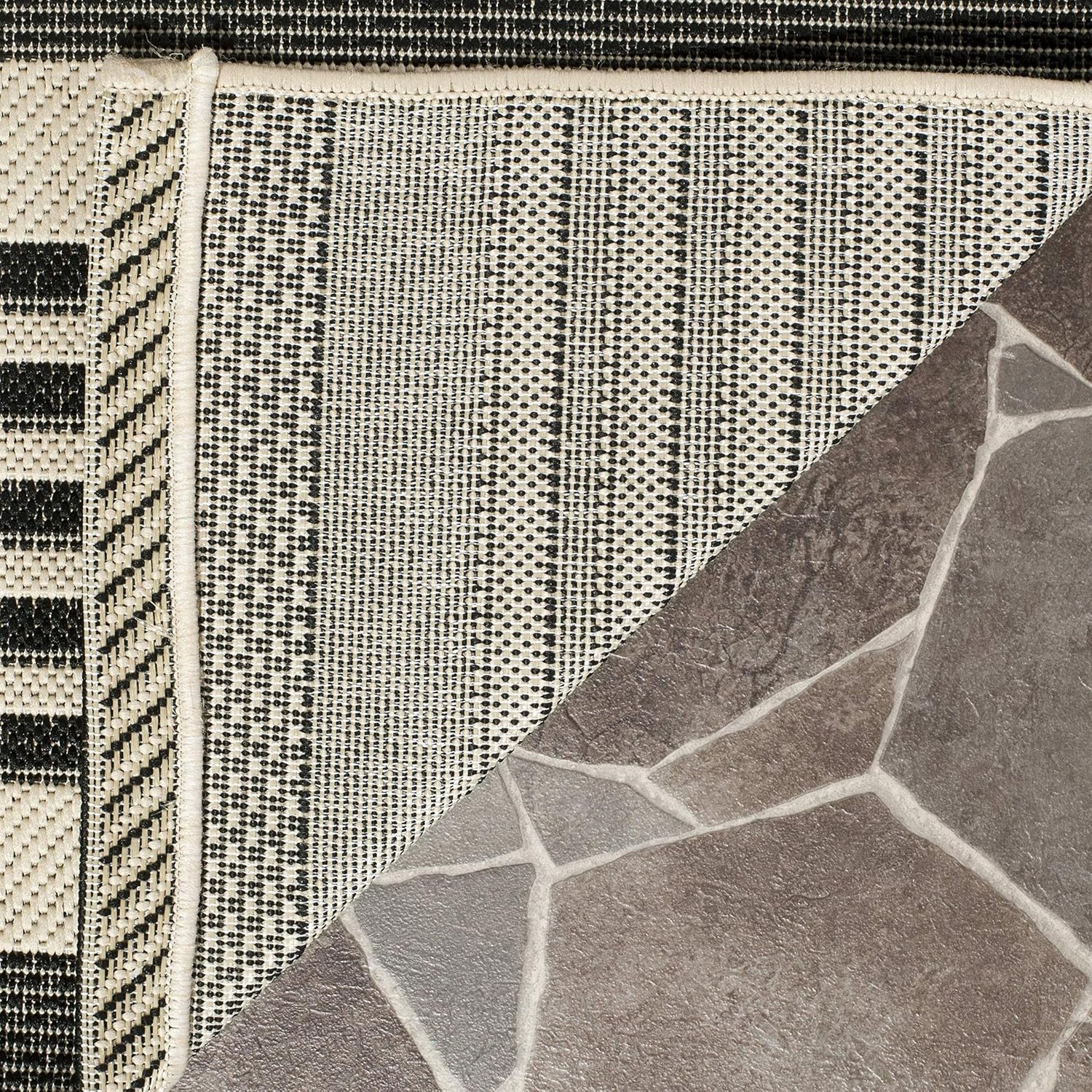 BOWERY HILL Bohemian Polypropylene Black Indoor Outdoor Rug - 9' x 12'