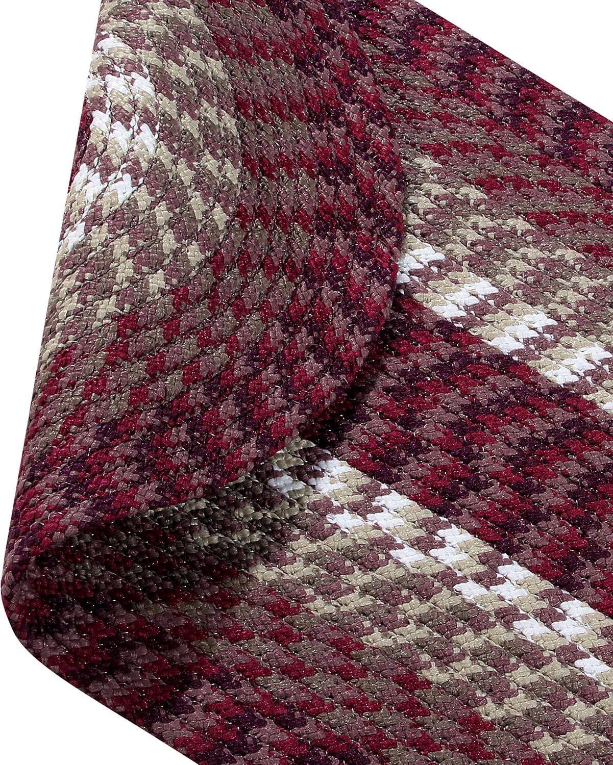 Better Trends Alpine Braid Collection Offers Great Value is Durable & Stain Resistant Reversible Indoor Area Utility Rug 100% Polypropylene in Vibrant Colors, 7 Piece Set, Burgundy Stripe (BRAL5080BU)