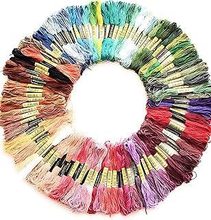 100Stk Stickgarn Baumwolle Nähgarn Set (25 Farben x 4 Stück) – 8m Bunte Wolle Baumwolle Garn in Regenbogen Farben 6-Strang – DIY Häkelgarn zum Basteln