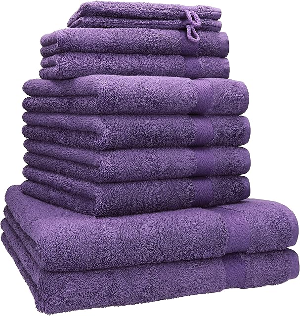 Betz 10-częściowy zestaw ręczników frotte klasy premium, 2 x ręczniki do leżenia, 4 x ręczniki do rąk, 2 x ręczniki dla gości, 2 x rękawice do mycia, kolor fioletowy