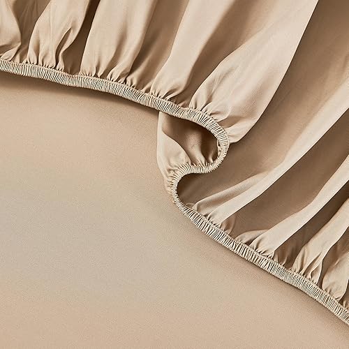 Miniatura 5 de JELLYMONI Juego de sábanas de satén de 400 hilos, 100% algodón, 3 piezas, sábanas refrescantes extra suaves, con bolsillos profundos de 16 pulgadas