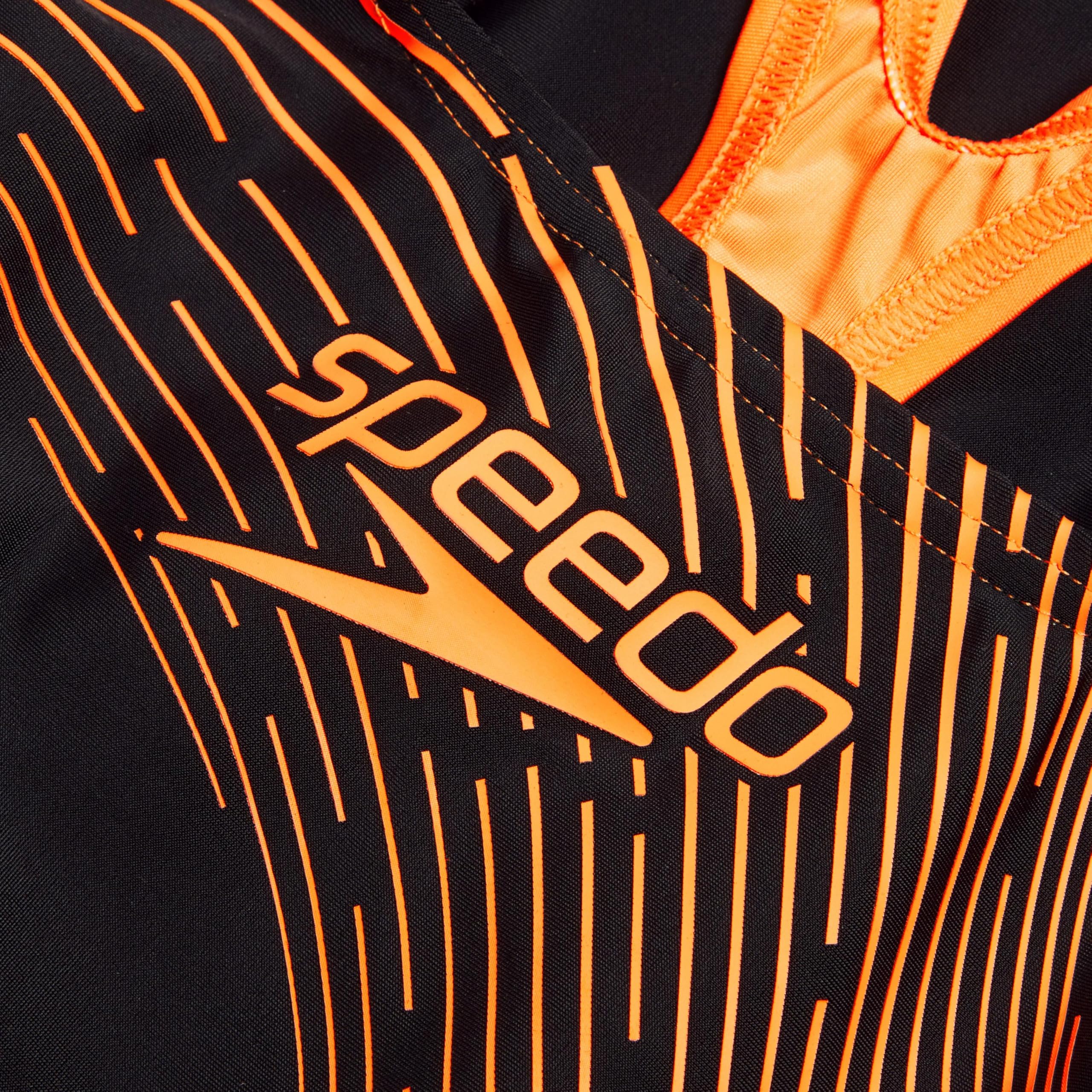 Speedo Mädchen Medley Logo Medalist Badeanzug Schwarz Orange