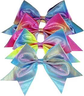 FROG SAC Big Hair Bows for Girls, Large Cheer Bow For Kids, Sparkly Cute Little Girl Mermaid Hair Accessories, 6 Inches Grosgrain Ribbon Child Bow Pack, Birthday Party Favors (Mermaid)