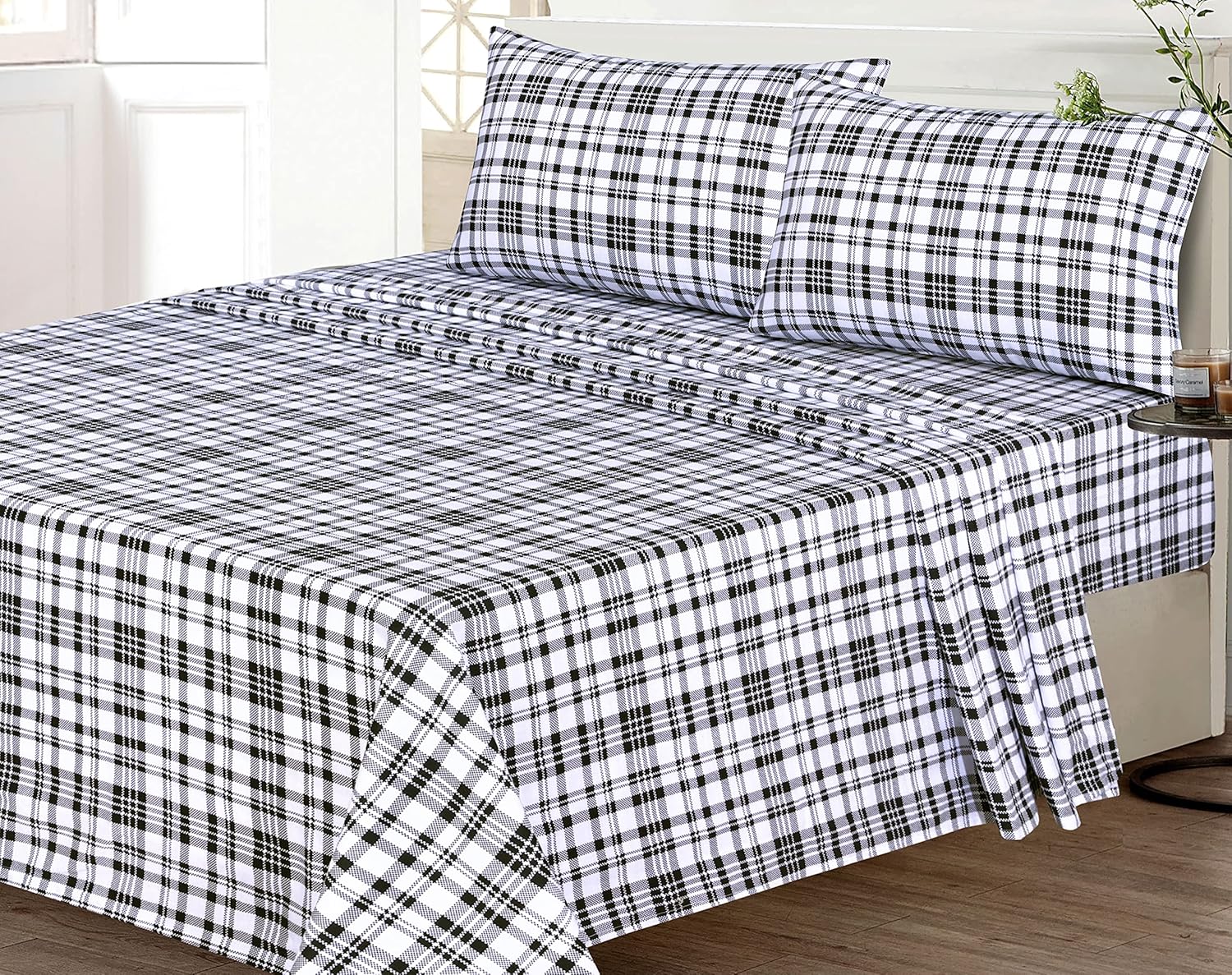 Ruvanti 100 Cotton 4 Pcs Flannel Sheets Full, Deep Pocket, Warm, Super Soft, Breathable