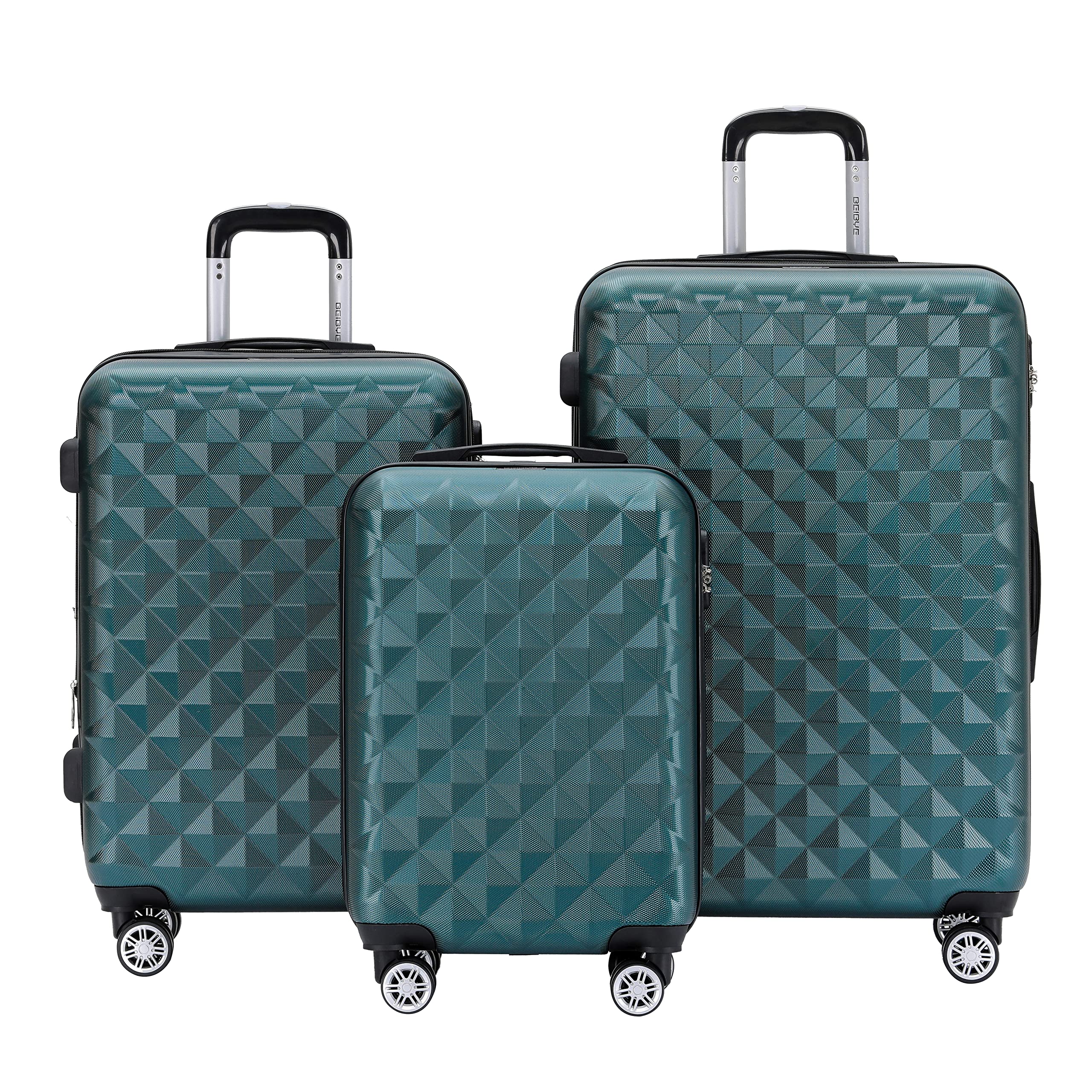 BEIBYE 2066 Hartschalenkoffer aus ABS, Reisekoffer mit 4 Zwillingsrollen und Zahlenschloss, Erweiterbarer Trolley Koffer L XL + Handgepäck M (ohne Erweiterung), Kofferset oder Einzelkoffer
