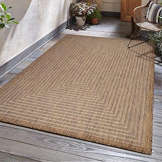 Adiva Rugs Yaban Wooden Outdoor Indoor Area Rug 5x7 - Weatherproof, Stain Resistant, Machine Washable for Patio, Deck, Backyard