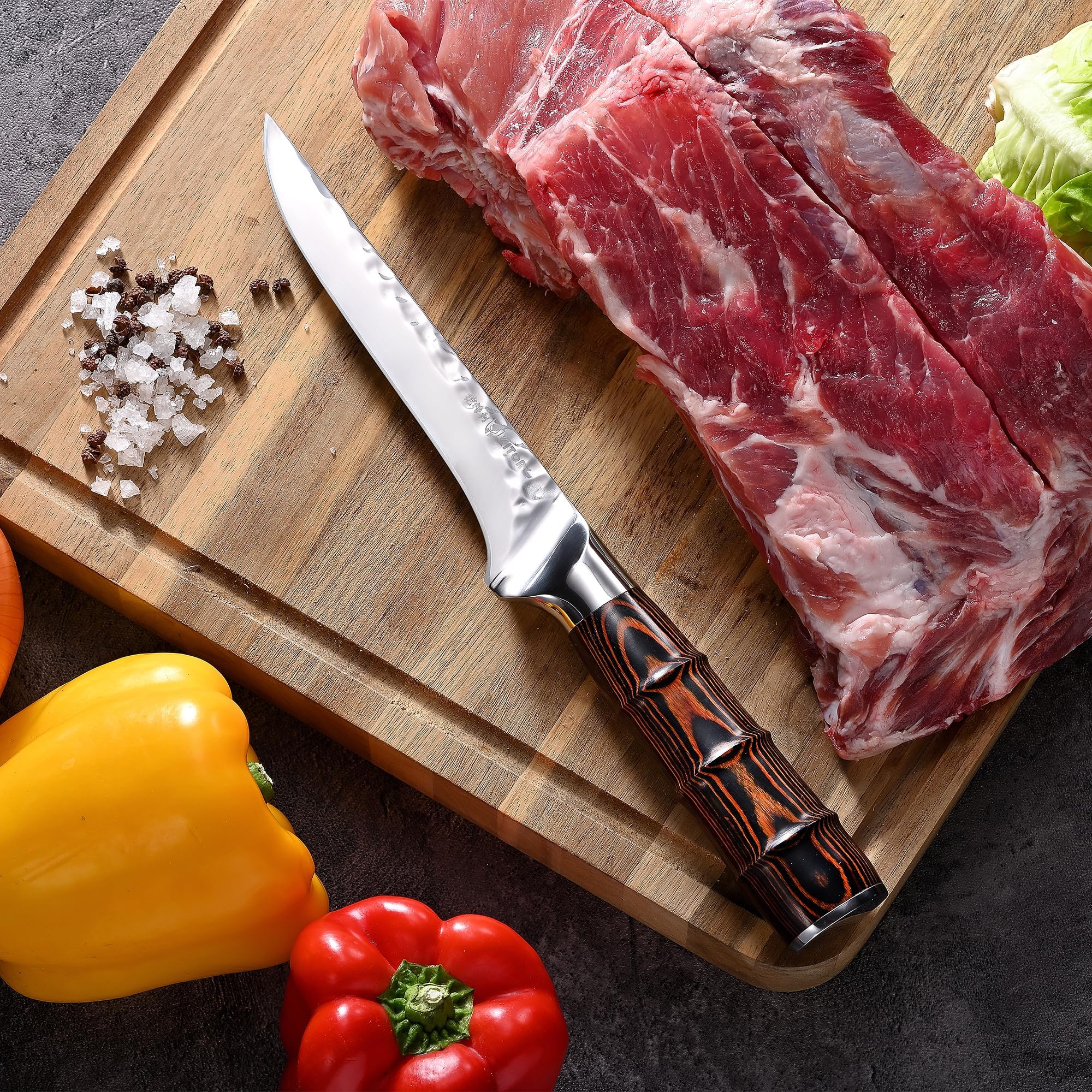Kitory Cuchillo Fileteador de 15,5 cm – Cuchillo deshuesador profesional de acero inoxidable de alto carbono, extremadamente afilado para pescado y carne, mango ergonómico, en caja de regalo