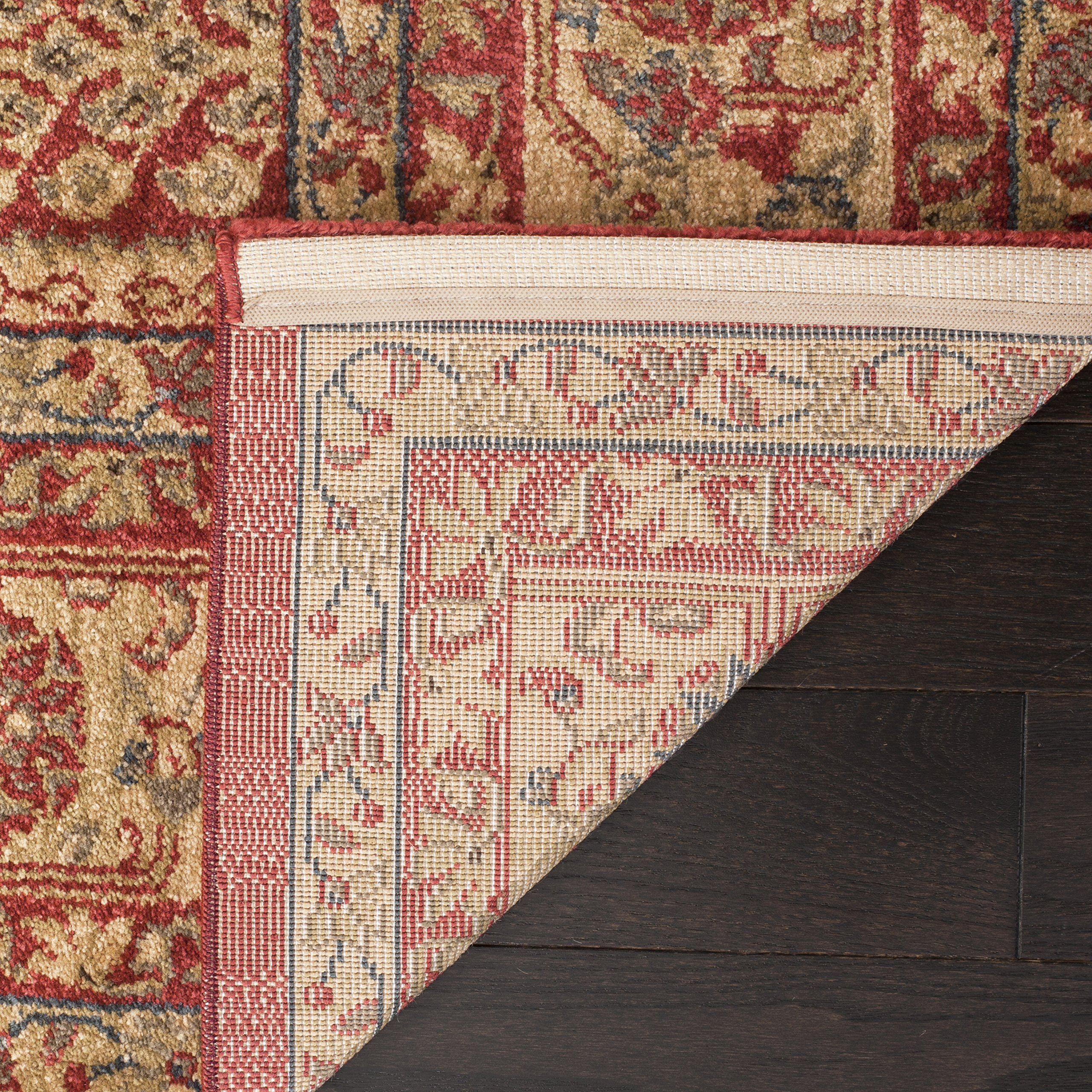 SAFAVIEH Tapis Traditionnel Pour Salon, Salle à manger, Chambre à coucher - Mahal Collection, Tapis à poil court, Rouge et Naturel, 122 X 170 cm