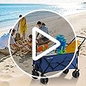 BEAU JARDIN Folding Push & Pull Beach Wagon 500 lbs Collapsible Foldable Wagons with Push Handle All Terrain Wheels Grocery Utility Camping Sports Garden Wagon Cart Black
