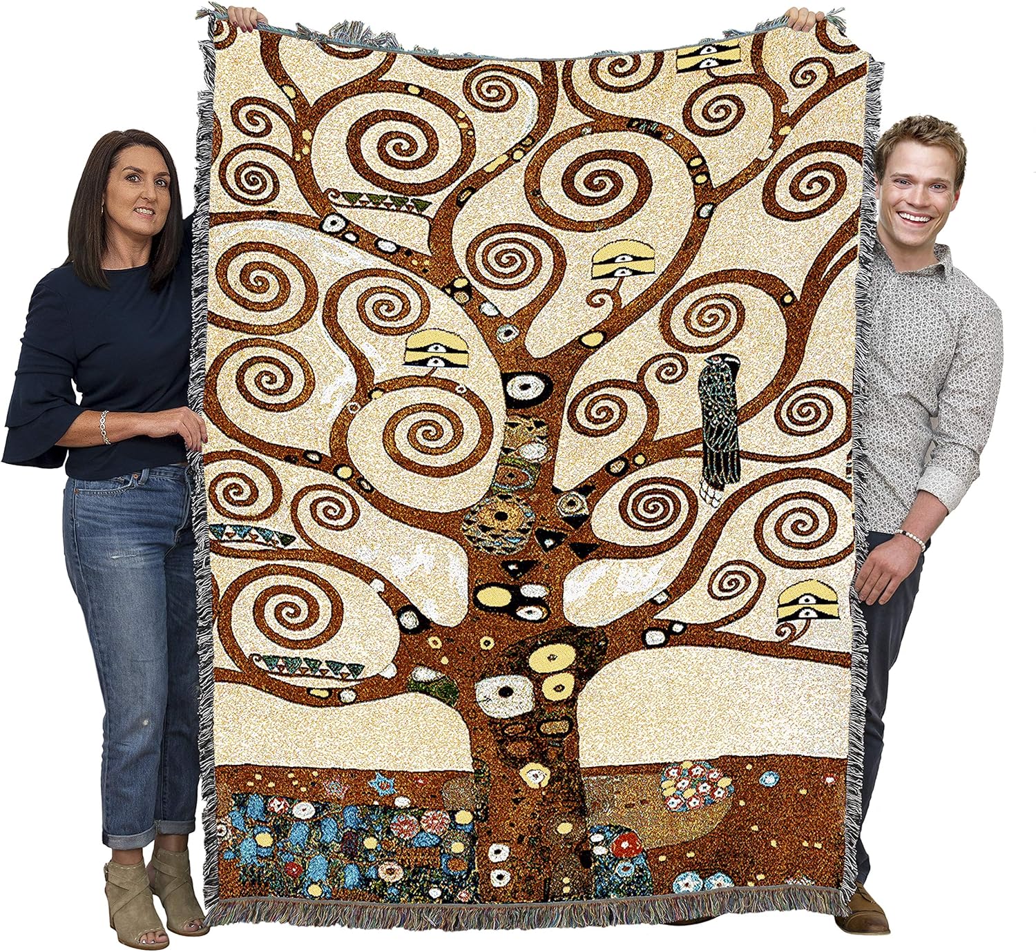 Pure Country Weavers Stoclet Frieze Blanket by Tree of Life - Gustav Klimt - Fine Art Gift Tapestry Throw Woven from Cotton - Made in The USA (72x54)