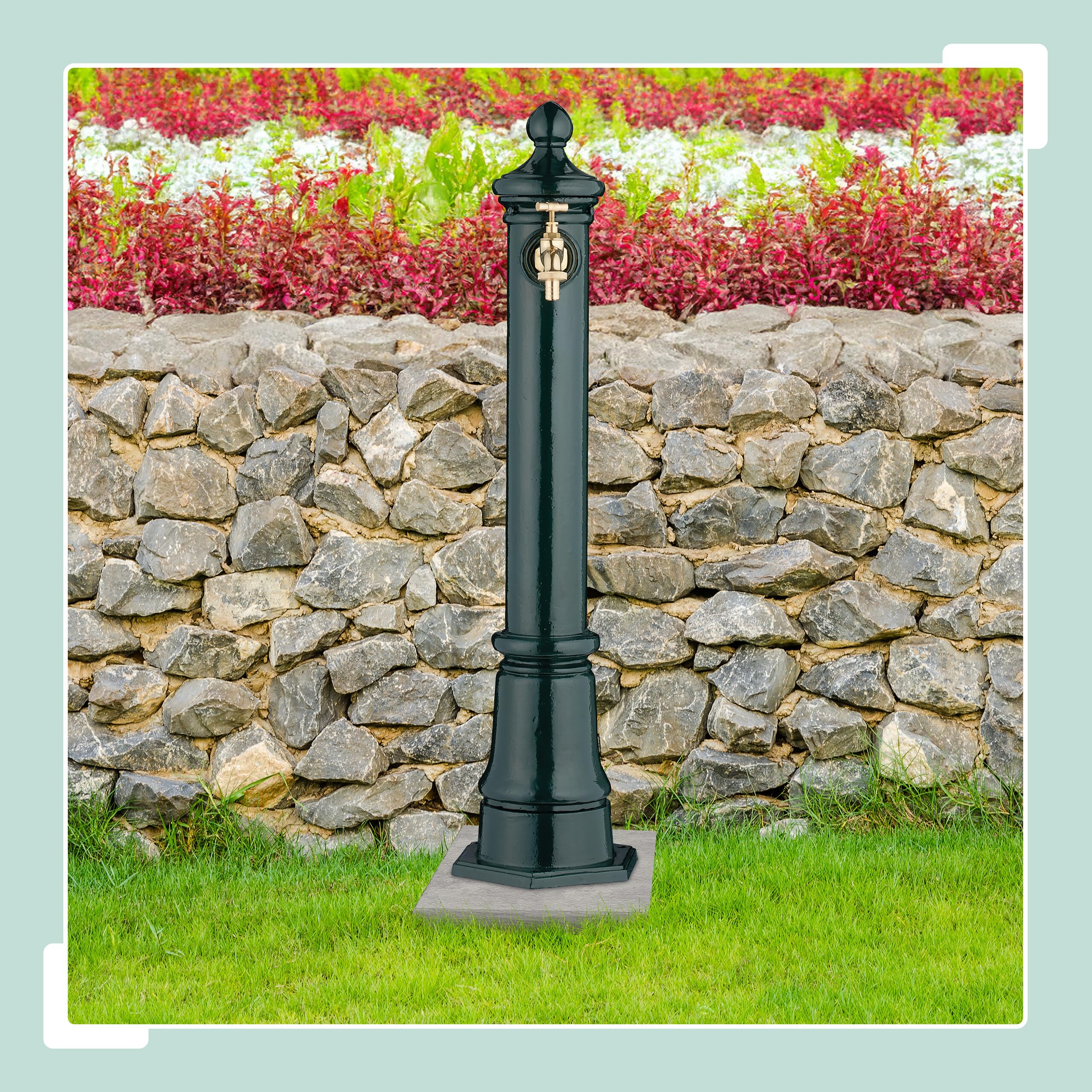 Relaxdays Fontaine extérieure pour Le Jardin ou la terrasse, Robinet, Design Antique, HLP 80 x 18 x 20,5 cm, Marron