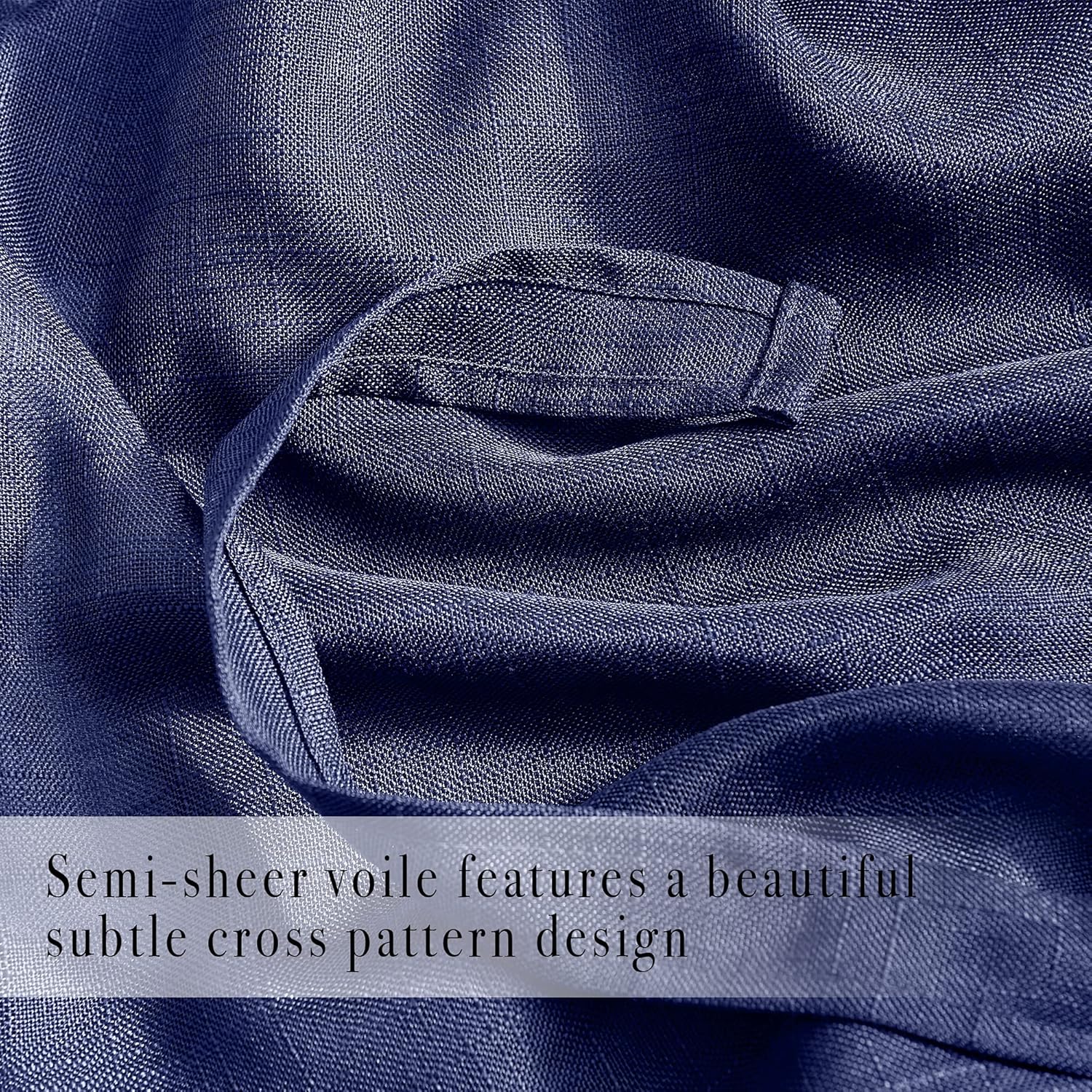 Pony Dance Kitchen Curtains for Window - Semi-Sheer Decorative Roman Shade for Bedroom Tie Up Blinds Short Window Covering, 42" Wide by 54" Long, Navy Blue, Set of 1
