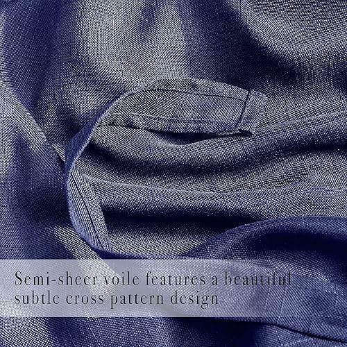 Vista 41 de PONY DANCE Cortinas de ventana de baño, pantalla con lazo para dormitorio, filtro de luz, semitransparente, cortinas romanas elegantes para Blanco