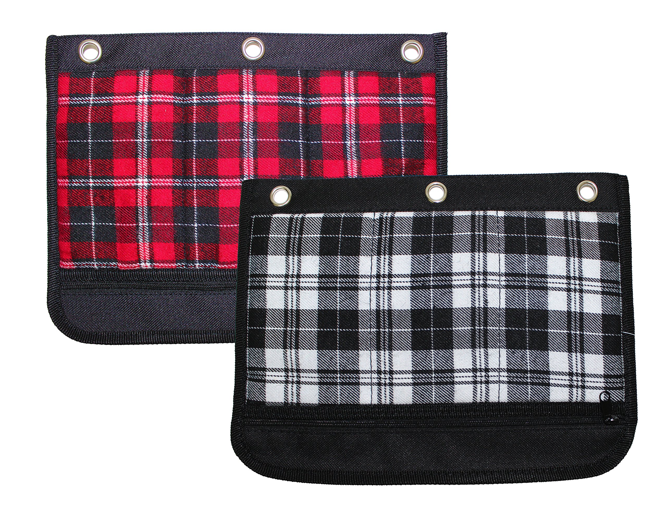 InkologySoft Flannel Plaid 3 Ring Binder Pencil Pouch, 10.75 x 8 Inches, 6 Pack, Assorted Colors, 04800