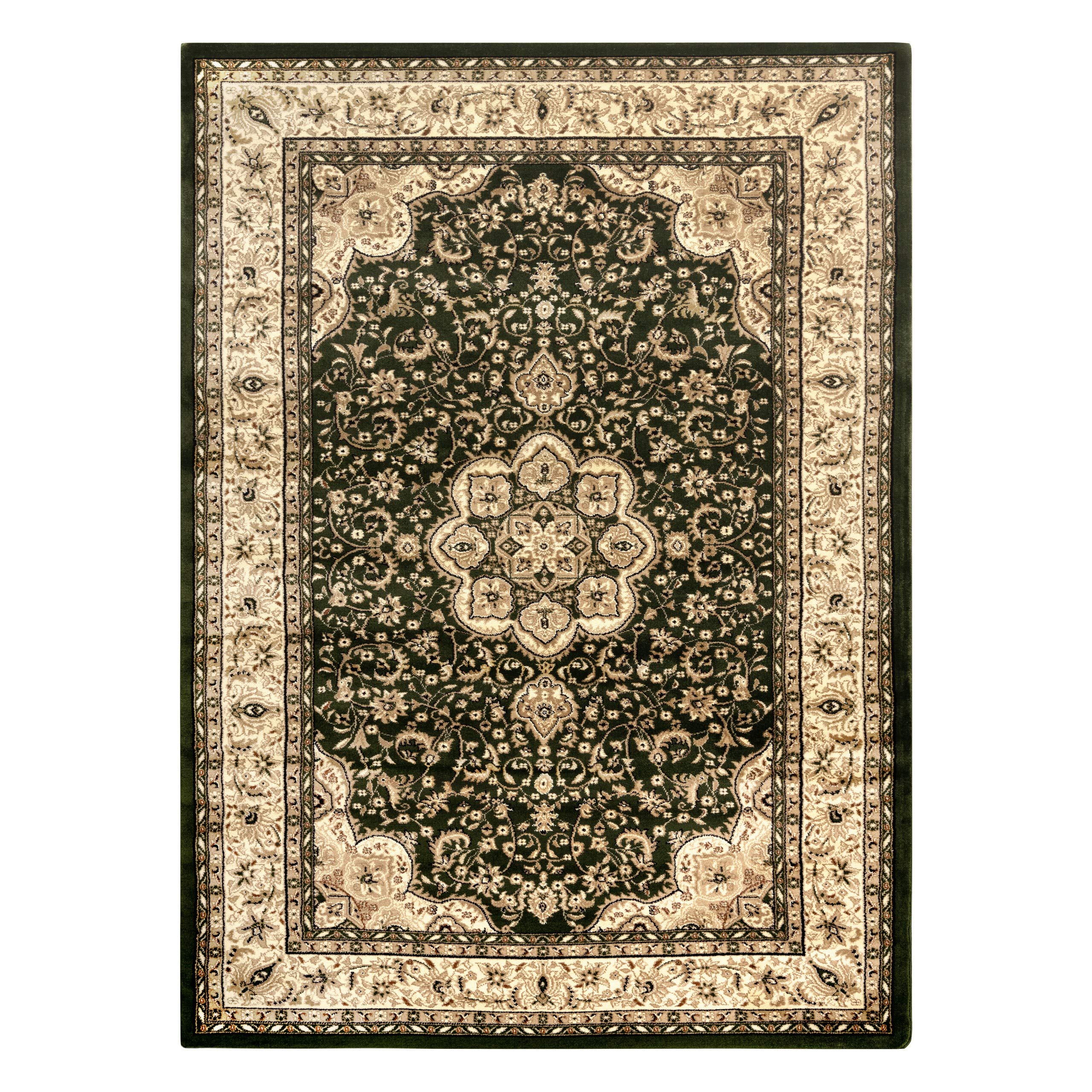 rugsx Tappeto classico ROYAL AGY - tappeto morbido per soggiorno, camera da letto e corridoio verde scuro 200x400 cm