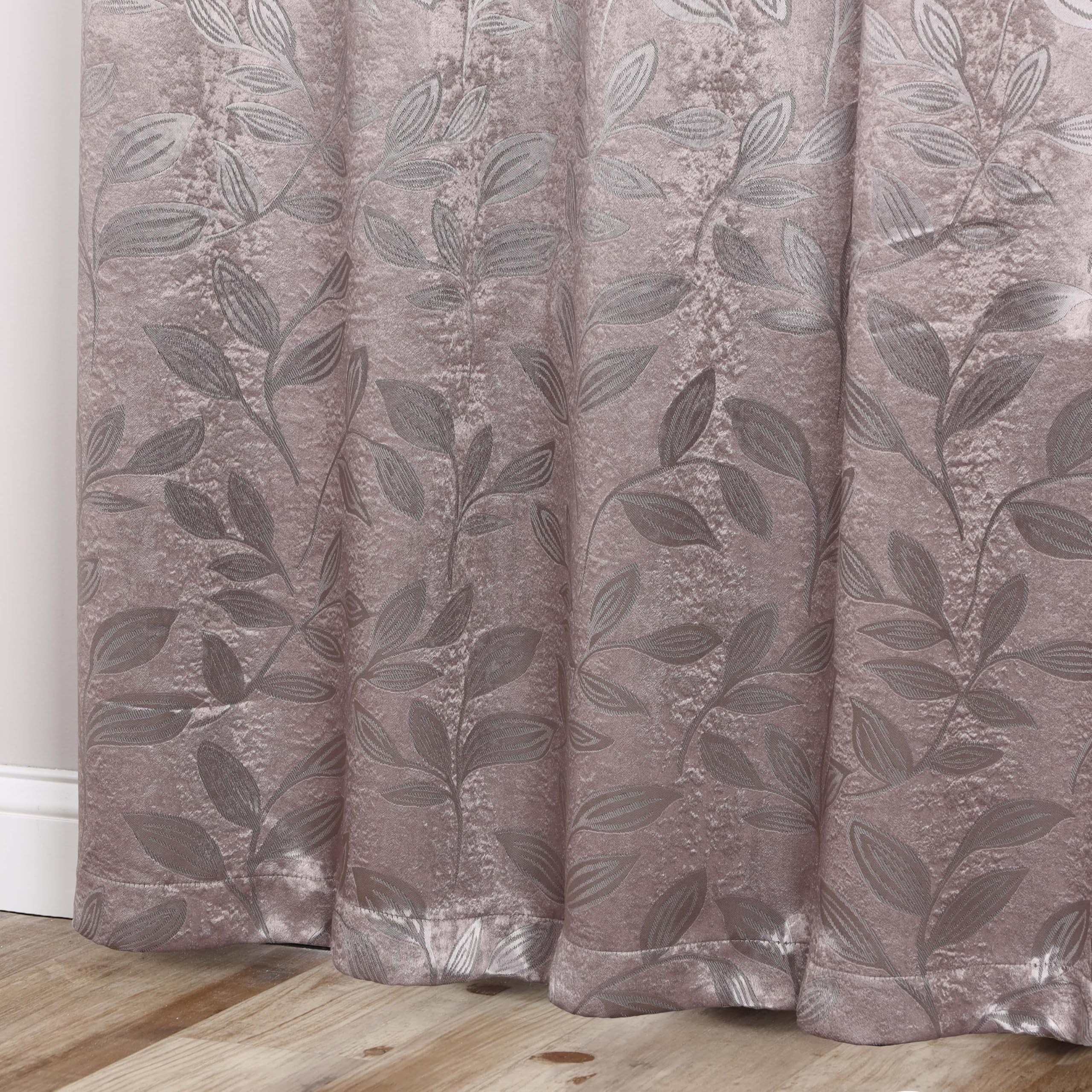 Superior, set di 2 tende oscuranti, per camera da letto e cucina, blocco luce solare, termiche, motivo foglie, 66 cm x 213 cm, cappuccino e marrone