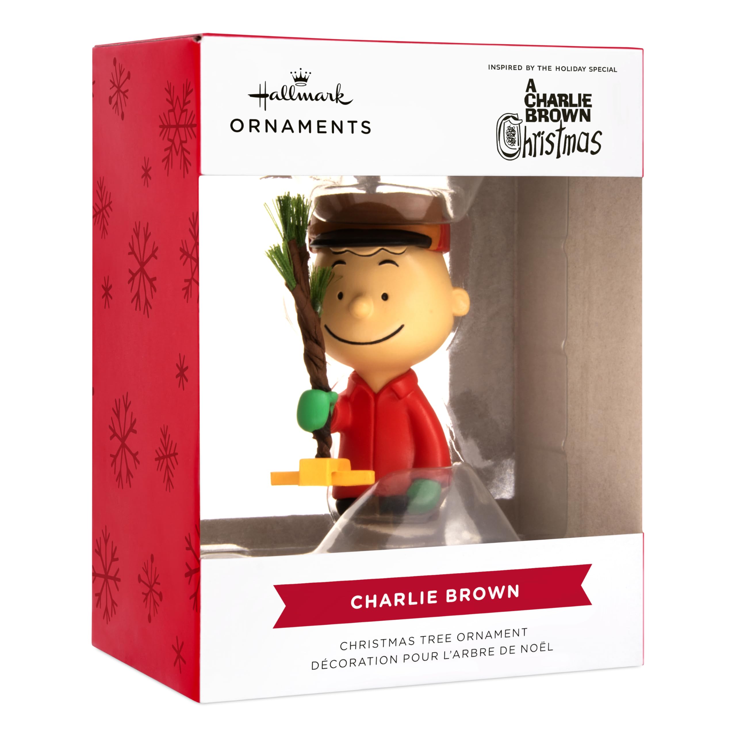 Hallmark Christmas Ornament, Peanuts Charlie Brown Kneeling with Tree Ornament, Gifts for Peanuts Fans