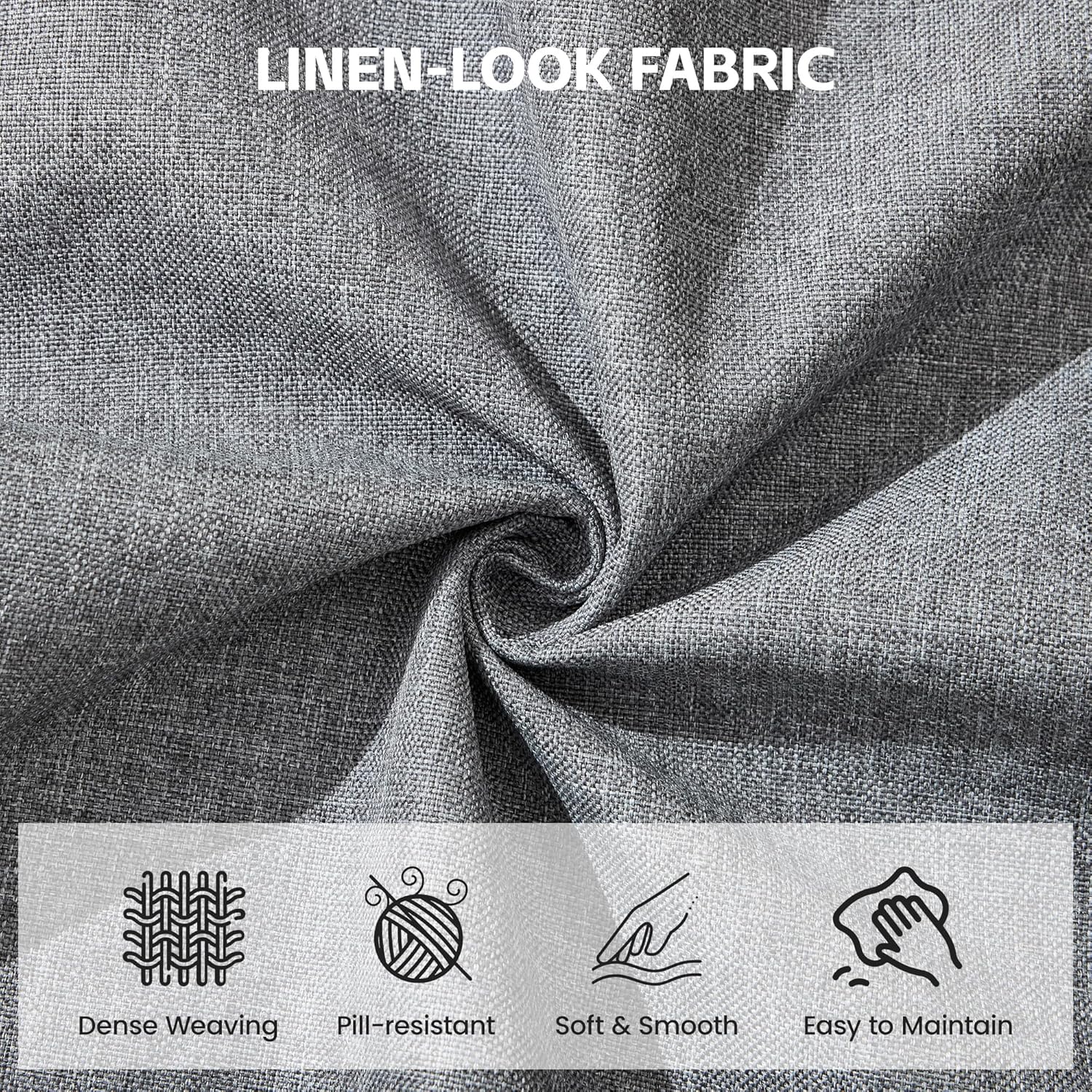 24" Square Ottoman Coffee Table with Storage, Fabric Ottomans with Tray and Solid Wood Legs for Living Room, Bedroom and Apartments, Small Modern Ottoman Tea Table with Lift-Off Lid, Grey