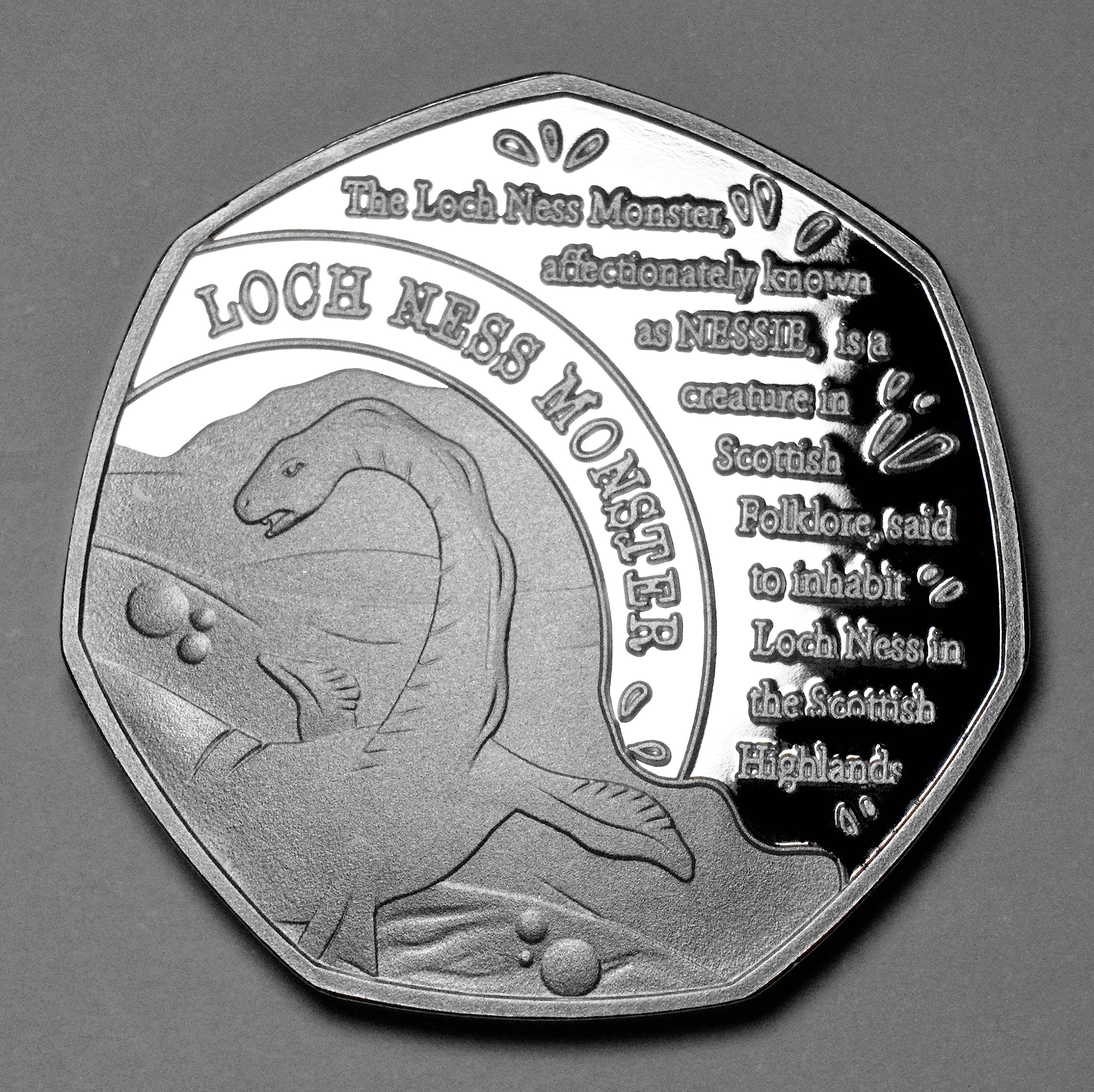 The Commemorative Coin Company Silver Loch Ness Monster Commemorative. Nessie/Scotland/Scottish. Myth/Legend/Mythical/Creature Fantasy/Magic. Gift/Present/Souvenir