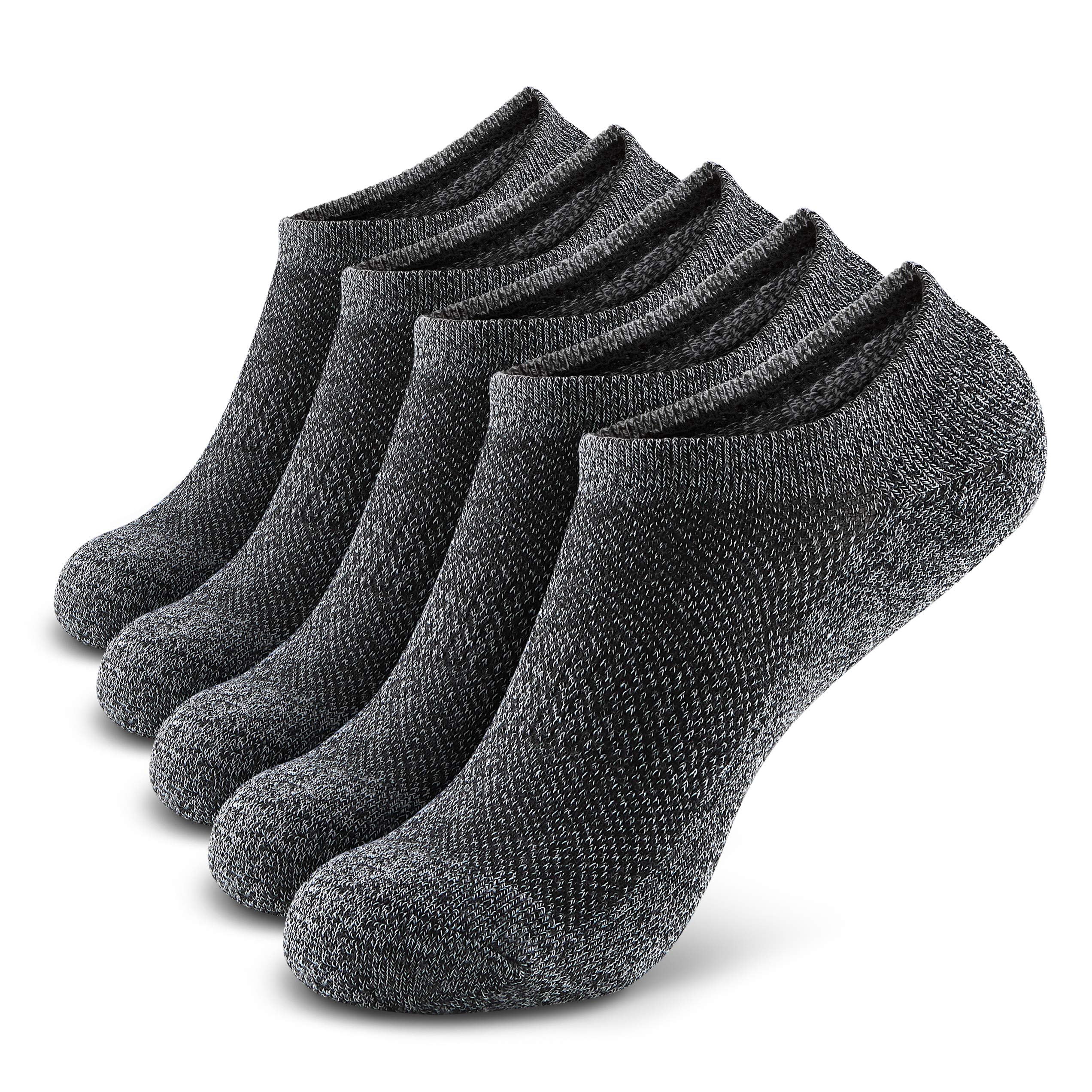 MONFOOT Men's/Women's 5 Pairs Cushion No Show Non slip Socks, Multipack