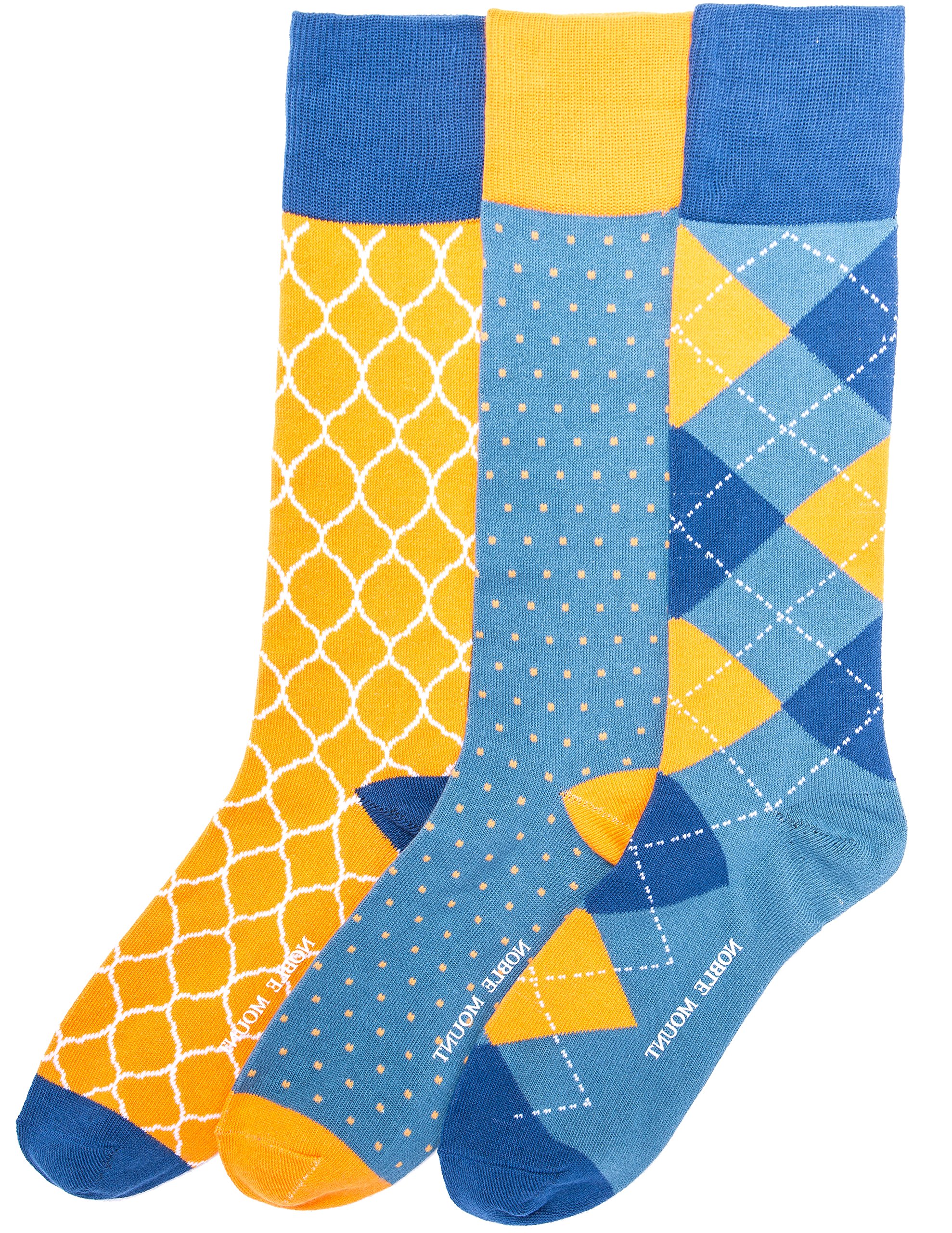 Noble Mount Mens Combed Cotton Dress Socks 3-Pack