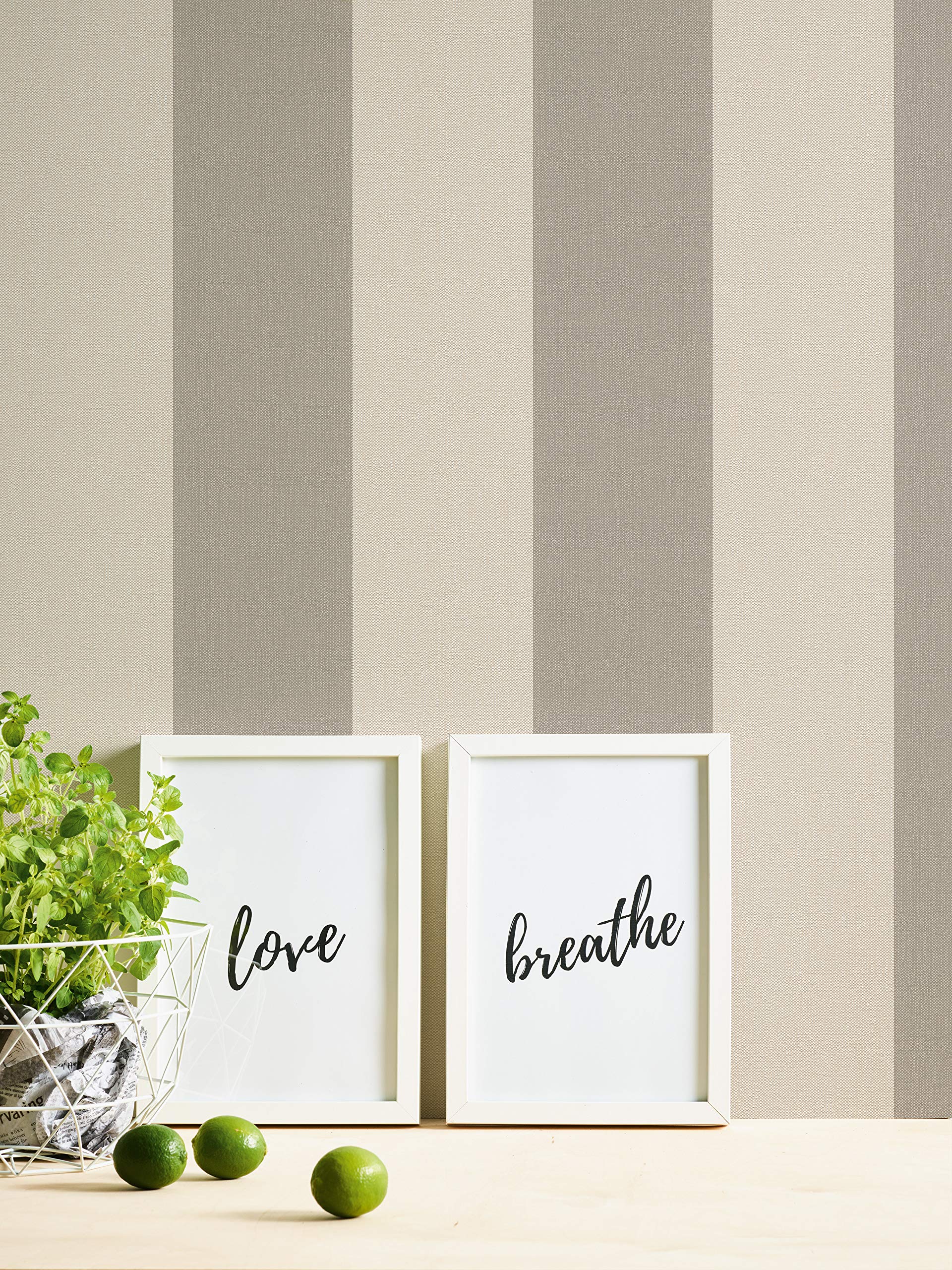 Carta Da Parati A Righe New Elegance - Tessuto Non Tessuto, 10.05m X 0.53m, Beige Crema, Made In Germany - Foto 9