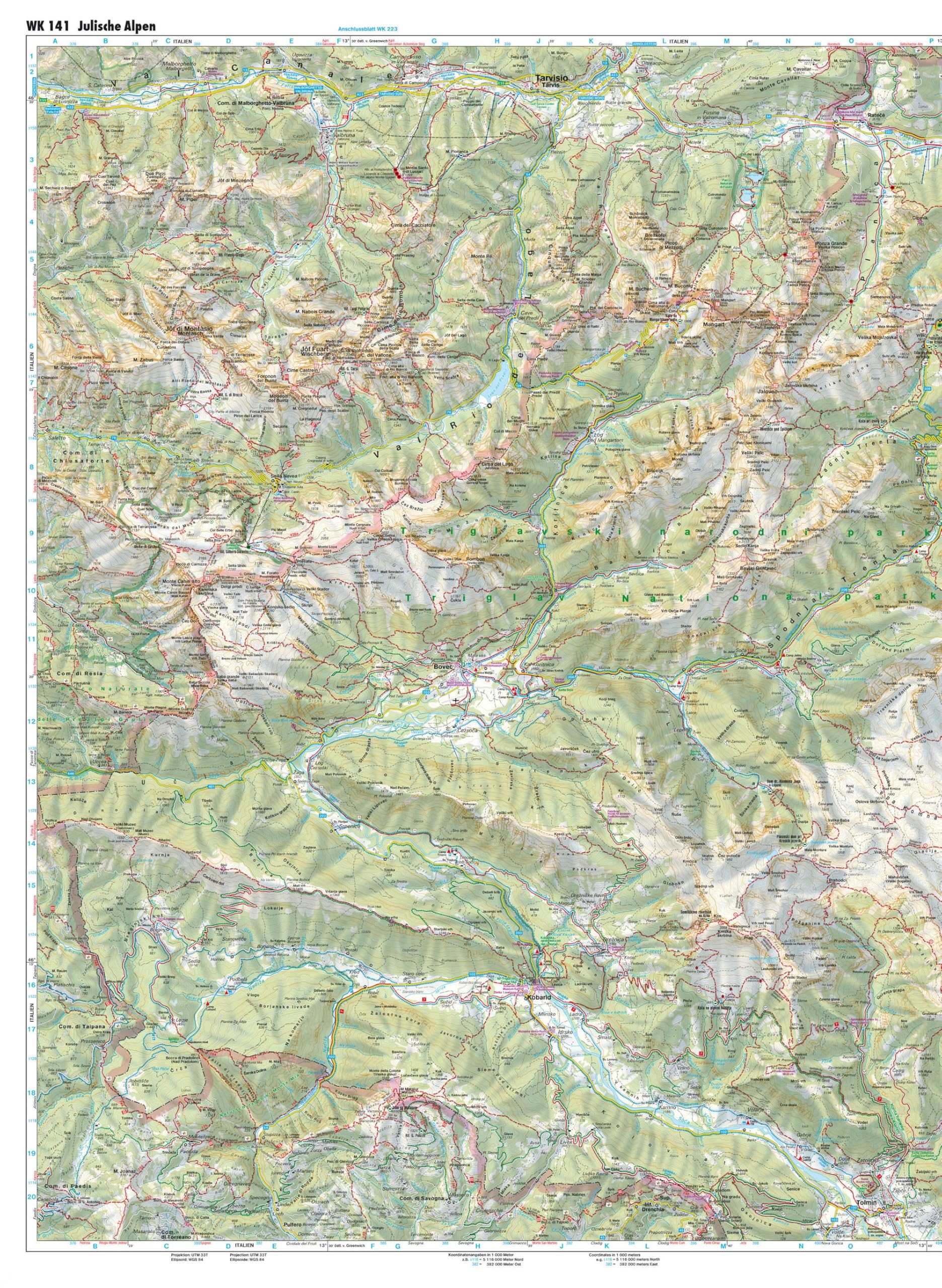 Mapa Alpy Julijskie 1:50 000: Wander-, Rad- und Freizeitkarte: WK 141
