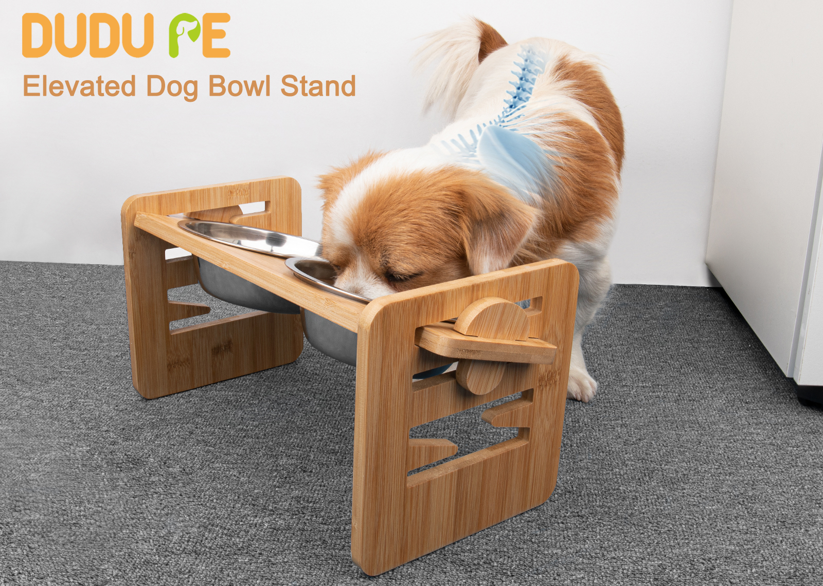 DUDUPE Bamboo Elevated Dog Bowls with Stand Adjustable Raised Puppy Cats Food Water Bowls Holder Rabbit Feeder for Small… - Image 8