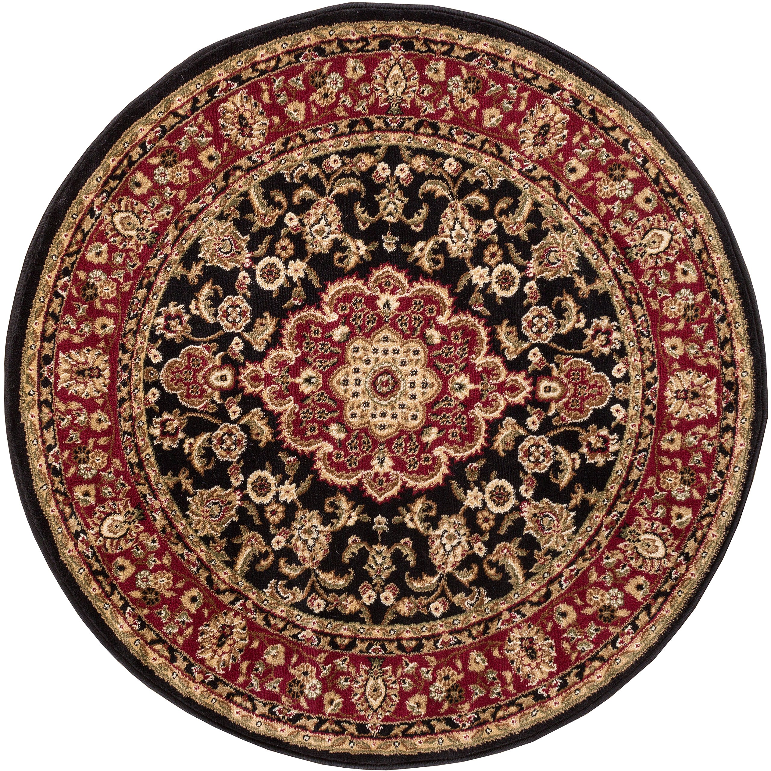 Well Woven Barclay Medallion Kashan Black Traditional Area Rug 5'3" Round