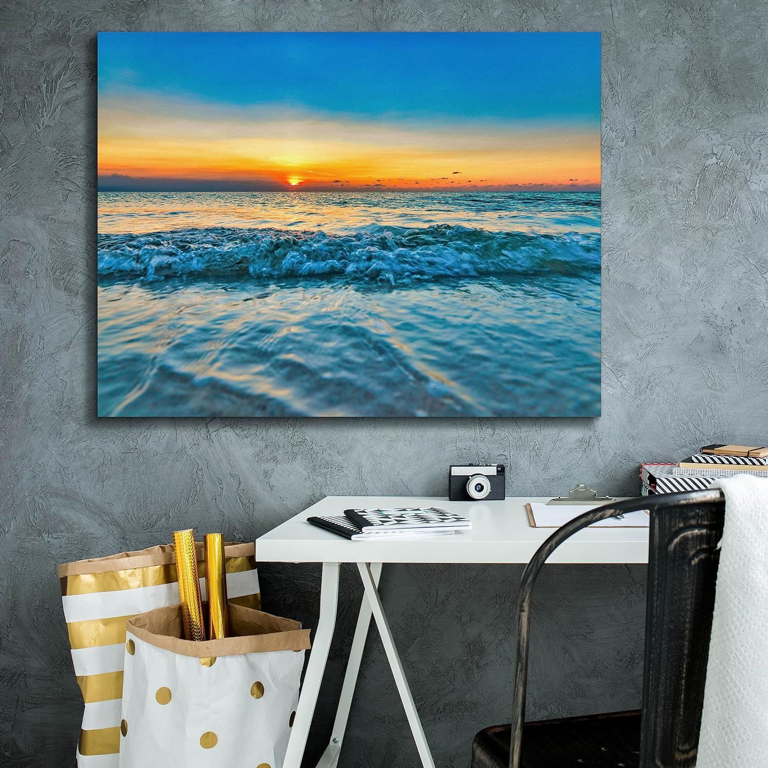 Epic Graffiti 'Calm Aruba Blue' by Mark A Paulda, Canvas Wall Art, 34"x26"