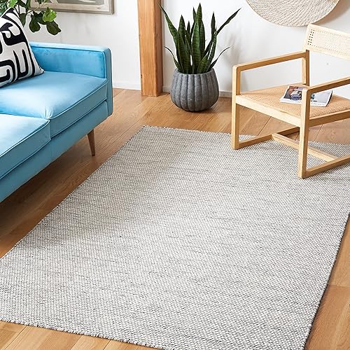 SAFAVIEH Natura Collection - Alfombra de área de 8 x 10 pies, marfil y negro, lana hecha a mano, ideal para zonas de alto tráfico en sala de estar,