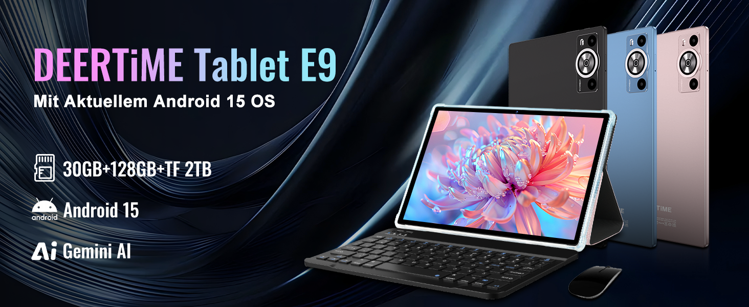 Android 15 Tablet 10 Zoll mit Gemini AI, 30GB RAM + 128GB ROM