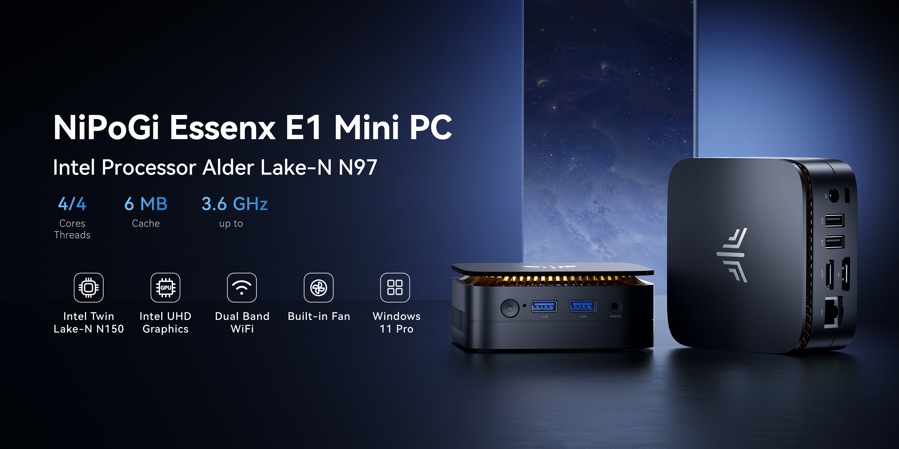 NIPOGI ミニPC Intel Alder Lake-N97 NiPoGi Mini pc AK1PLUS N97(Βeats N95/N100,Up to 3.6GHz,4C/4T) 16GB