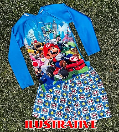 Miniatura 2 de FULLMONKEY MARIO BROS LUIGI Swimsuit Trunk and Rashguard Toddler Boys Long Sleeve Rash Guard Swim Shirt (2)